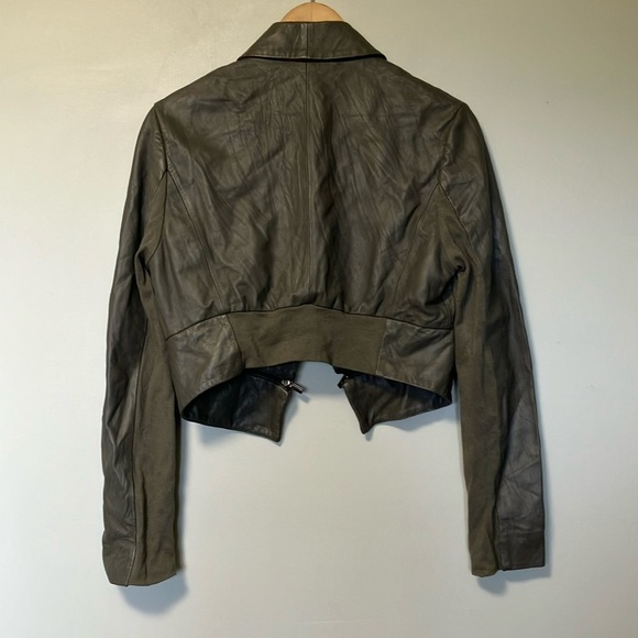 BCBGMAXAZRIA Gray Cropped Leather Jacket - Picture 5 of 5